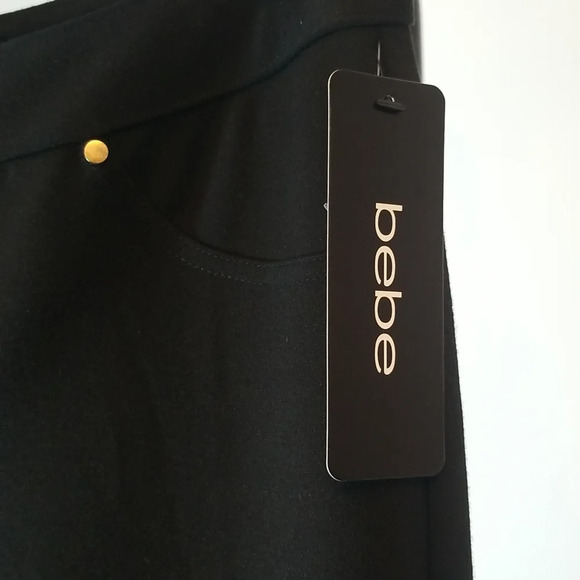 bebe faux 5 packet PDR Pants bling gold pockets rhinestone studded cute y2k - Picture 5 of 7